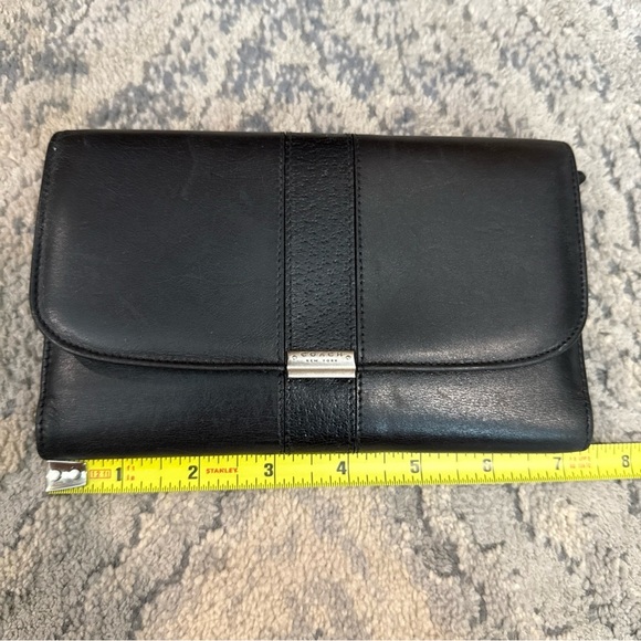 Vintage Coach Black Leather Bifold Envelope Clutch Wallet - Picture 2 of 9